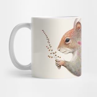 Watercolor Squirrel in Nature, Floral Design Mug